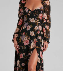 Swept Away Floral Chiffon Maxi Dress