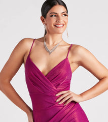 Metallic Glow High Slit Midi Dress