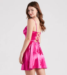 Party Princess Satin Lace-Up Skater Dress