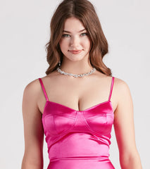 Party Princess Satin Lace-Up Skater Dress