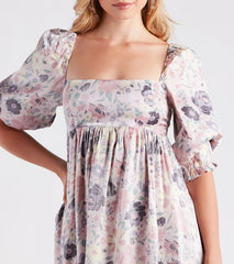 Take In The Beauty Satin Floral Midi Dress