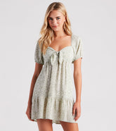 Playful Touch Crepe Daisy Print Short Dress