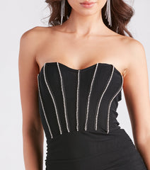 Amp Up The Party Rhinestone Corset Mini Dress