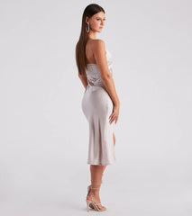 Rendezvous In Satin Slip Midi Dress