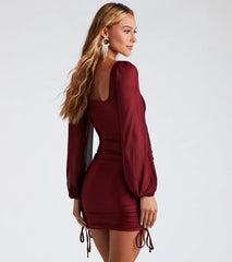 Elevated Puff Sleeve Ruched Mini Dress