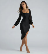 Time To Allure Asymmetric High Slit Midi Dress