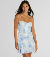 Sparkly Excellence Floral Sequin Mini A-Line Dress