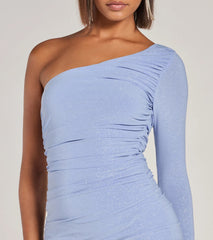 Sparkly Night One-Shoulder Glitter Mini Dress