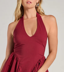 Cutest Vibe Halter Drop Waist Skater Dress