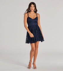 Icing On The Cake V-Neck Lace Skater Dress