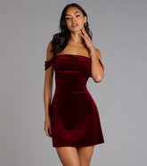 Flirty And Chic Velvet Off-The-Shoulder Mini Dress