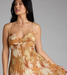 Effortless Enchantment Floral Pleated Maxi Dress