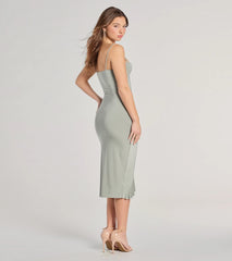 All Ruffled Up Bodycon Ruffle Midi Dress