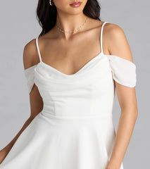 Sweet Touch Cold Shoulder Crepe Skater Dress