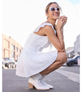 Flirty Girlie Lace-Up A-Line Mini Dress