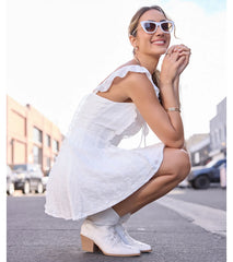 Flirty Girlie Lace-Up A-Line Mini Dress