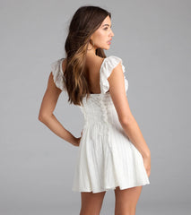 Flirty Girlie Lace-Up A-Line Mini Dress