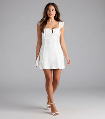 Flirty Girlie Lace-Up A-Line Mini Dress