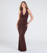 Serve Sultry Vibes Halter Cowl Neck Maxi Dress