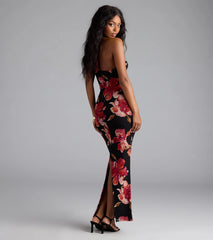 Gorgeous Soul Floral Halter Bodycon Maxi Dress