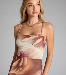 Petals and Plans Floral Lace-Up Maxi Dress