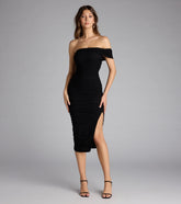 Own the Evening Off-The-Shoulder Midi Dress
