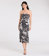 Tropical Mood Strapless Midi Dress