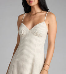 Chic Twist Tie-Back Striped Midi Dress