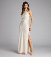 Coastal Chic Linen Halter Maxi Dress