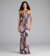 Vacay Mode Tropical Print One-Shoulder Maxi Dress