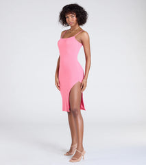 Stylish Staple Ribbed Knit Bodycon Midi Dress