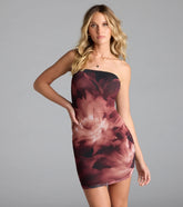 Abstract Effect Strapless Bodycon Mini Dress