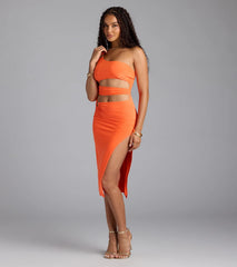 Turn Up The Heat One-Shoulder Cutout Midi Dress
