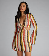 Groovy Gal Striped Cutout Mini Dress
