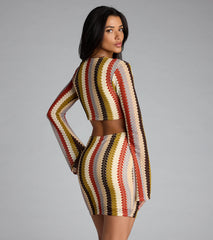 Groovy Gal Striped Cutout Mini Dress