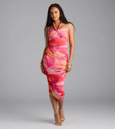 Captivated In Floral Halter Bodycon Midi Dress