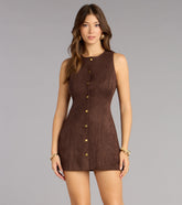 Rustic Charm Faux Suede A-Line Mini Dress