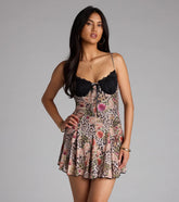 Sweet But Savage Lace Floral Leopard Mini Dress