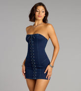 Untamed Denim Strapless Mini Dress