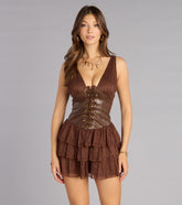 Lace Up and Take Over Mini Dress