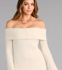 Sweet And Snug Cable Knit Mini Dress