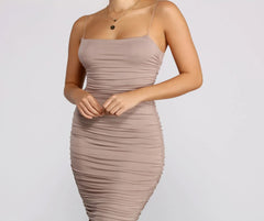 Friday Night Ruched Midi Dress