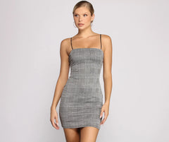 Perfect Look Plaid Knit Mini Dress