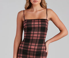 Pretty In Plaid Knit Mini Dress