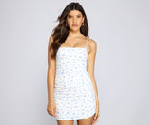 Ditsy Floral Daze Ribbed Knit Mini Dress