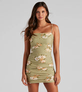 Floral Occasion Ruched Side Mini Dress