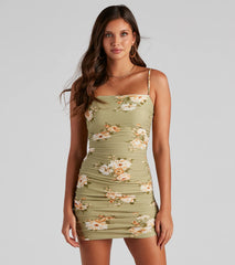 Floral Occasion Ruched Side Mini Dress