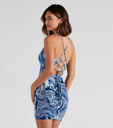 Good Marbles Lace-Up Mini Dress