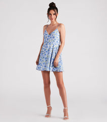 Garden Strolls Floral Tie-Back Skater Dress