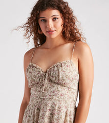 Romantic Roots Floral Chiffon Short Dress